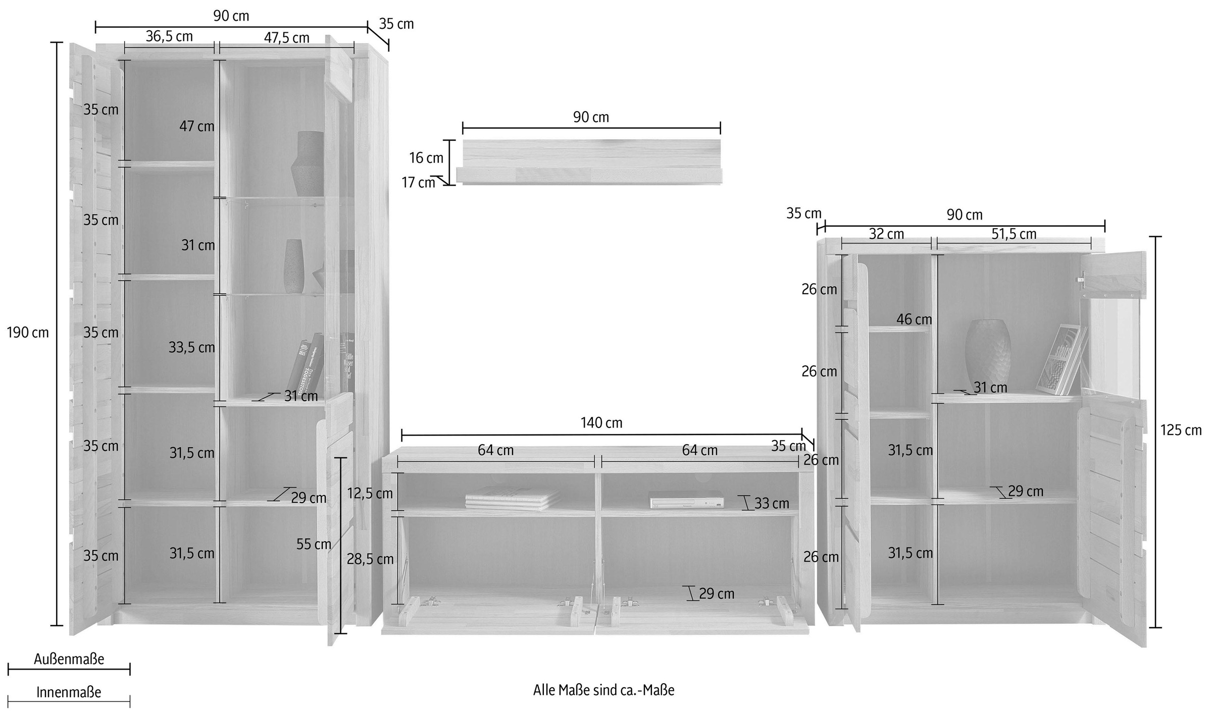 Home affaire Wohnwand »Silkeborg« Set, 4 Stk. tlg.