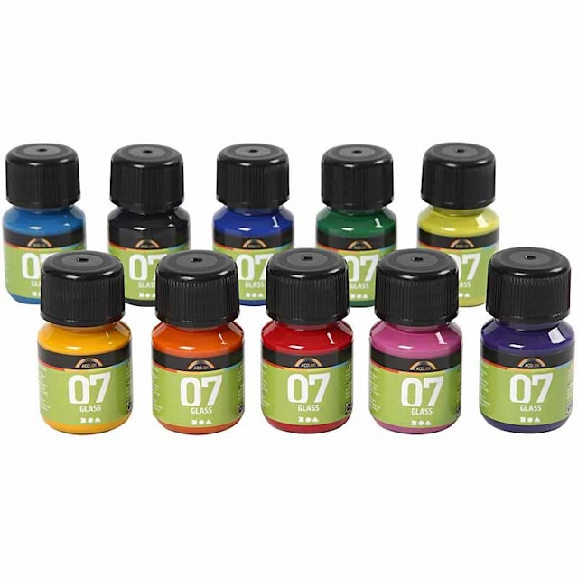 A-Color Glass, ass. farger, 10x30 ml/ 1 pk.