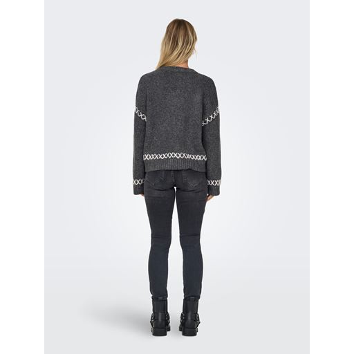 ONLY Amanda Striktrøje, Dark Grey Melange, XS
