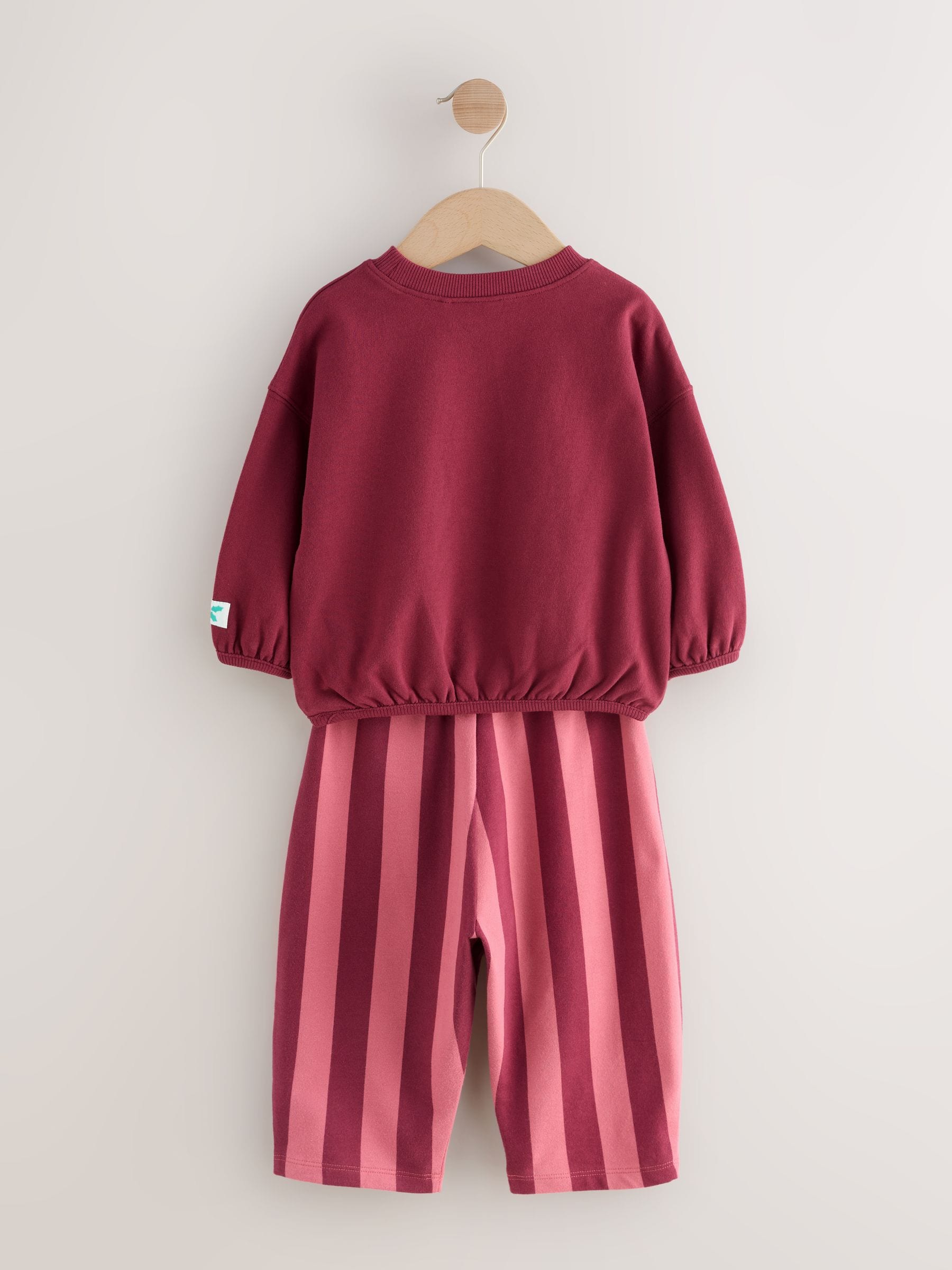 Bordeaux Rood kerstman - Set met top met lange mouwen en broek met wijde pijpen (3mnd-7jr)