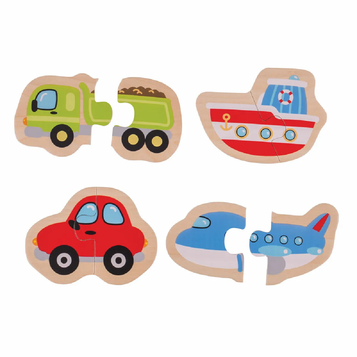 Bigjigs Toys Puzzle Transports 4 x 2 pièces