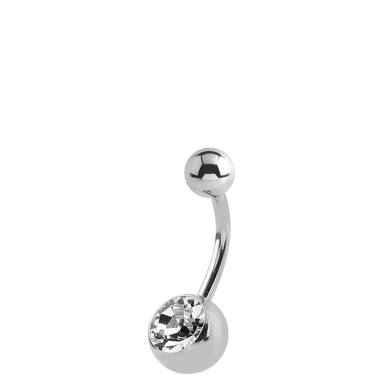 Stalen navelpiercing met kristal