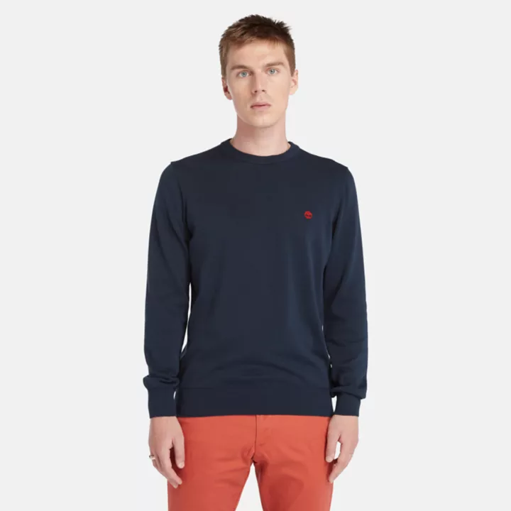 Pull à col rond Williams River pour homme en bleu marine