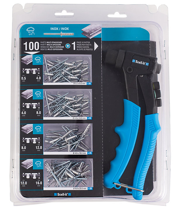Pince à riveter professionnelle + 100 rivets Scell It