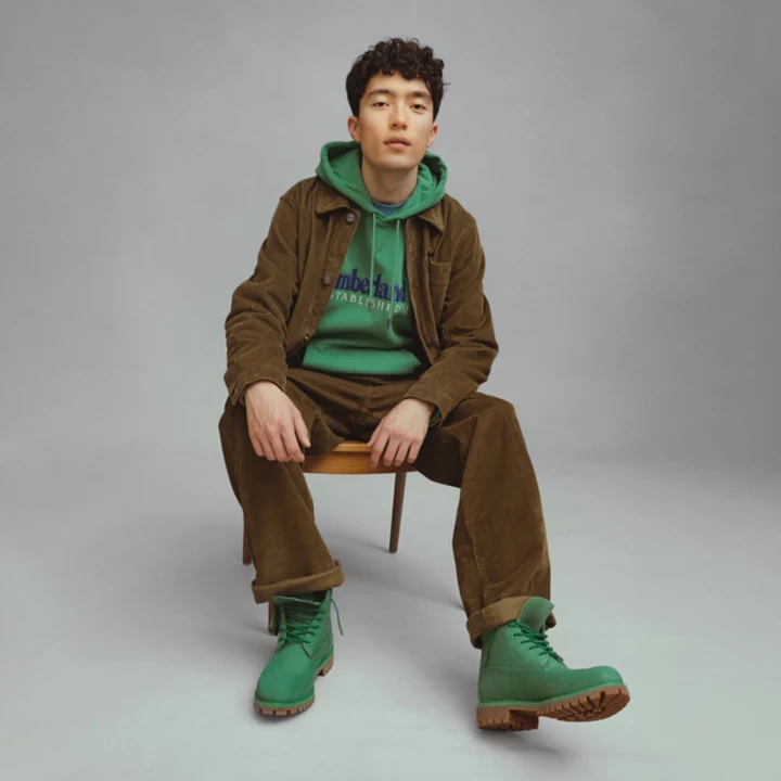 Bota Timberland Premium de 6 polegadas impermeável, edição 50, para homem, na cor verde.