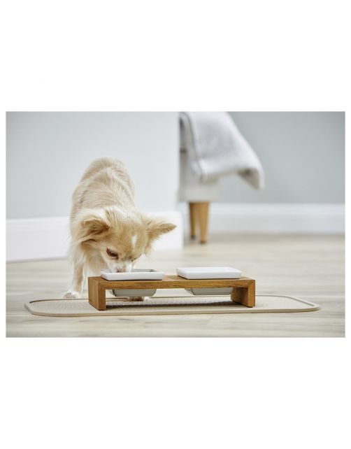 Wolters Foodstation Meshidai Double Teak&Wit - Hondenvoerbak