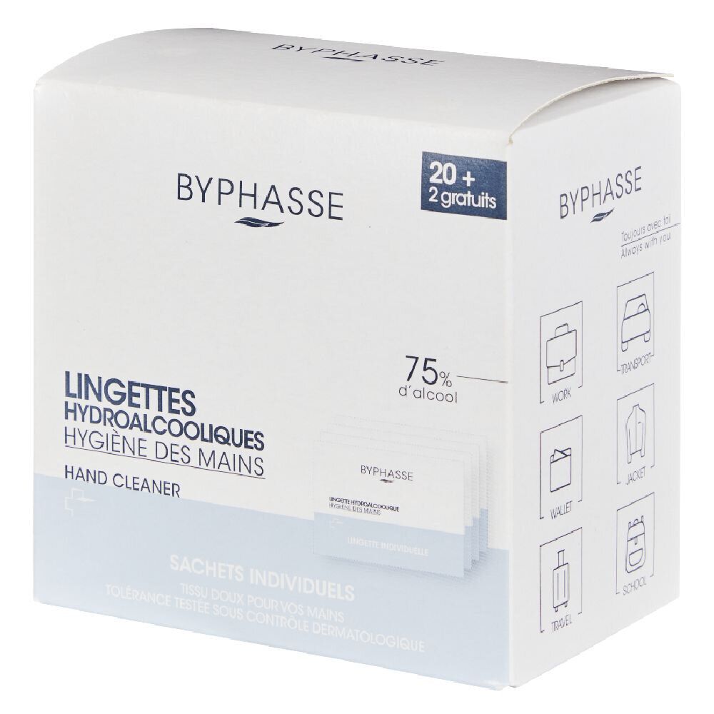 Lingettes hydroalcoolique Byphase hygiène des mains