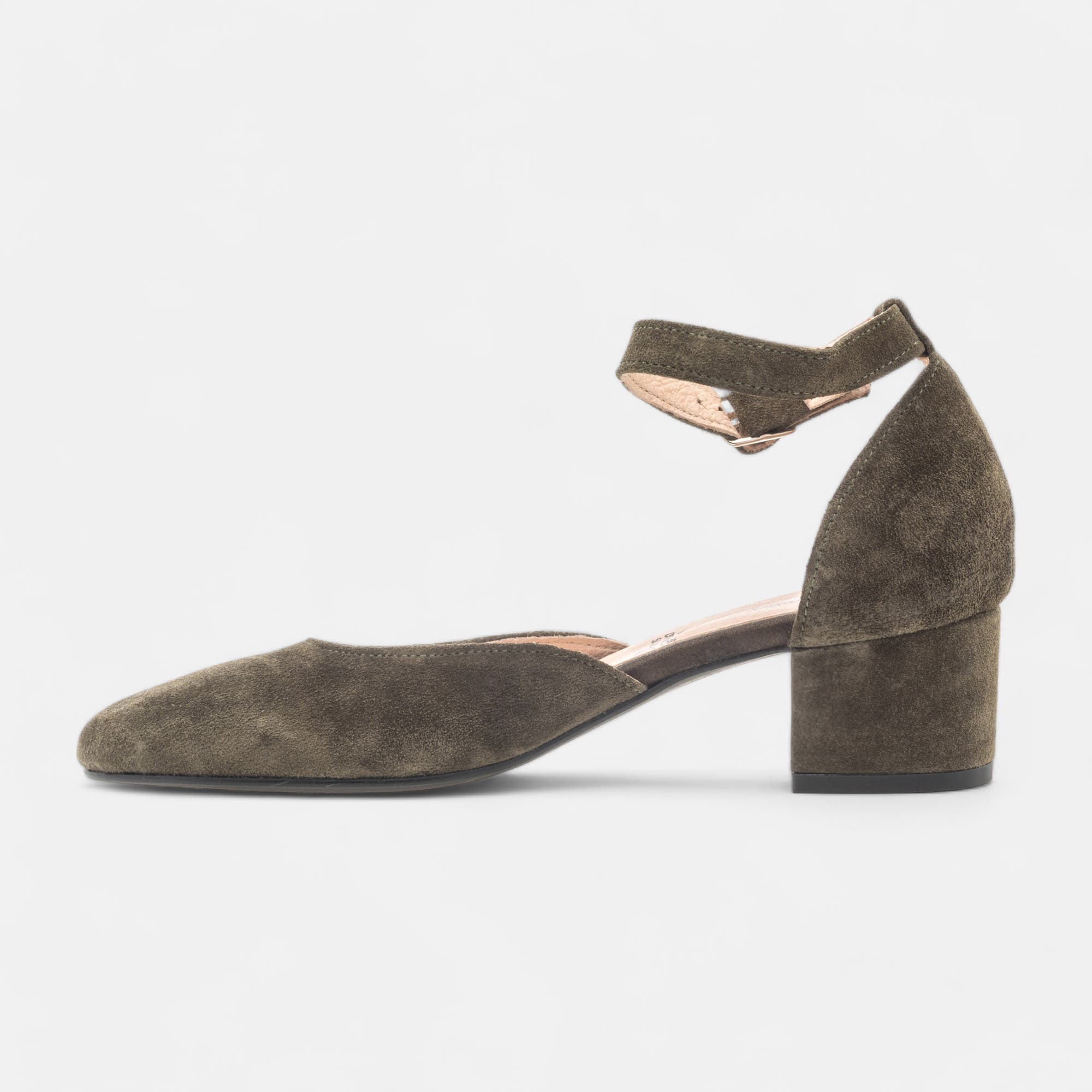 Escarpins quartiers ouverts Femme en cuir kaki
