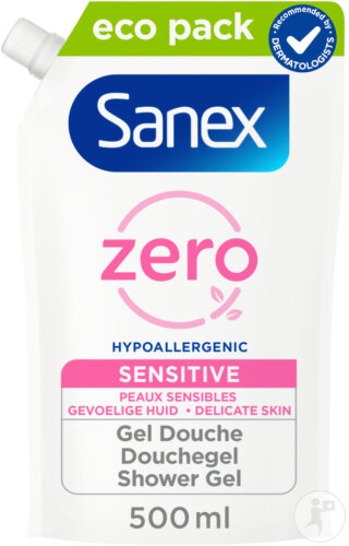 Sanex Zero% Recharge Gel Douche Peaux Sensibles 500ml
