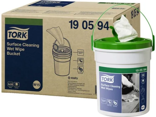 Overfladerengøring Tork Wet Wipes til overflader - spand med 58 klude - (4 stk.)