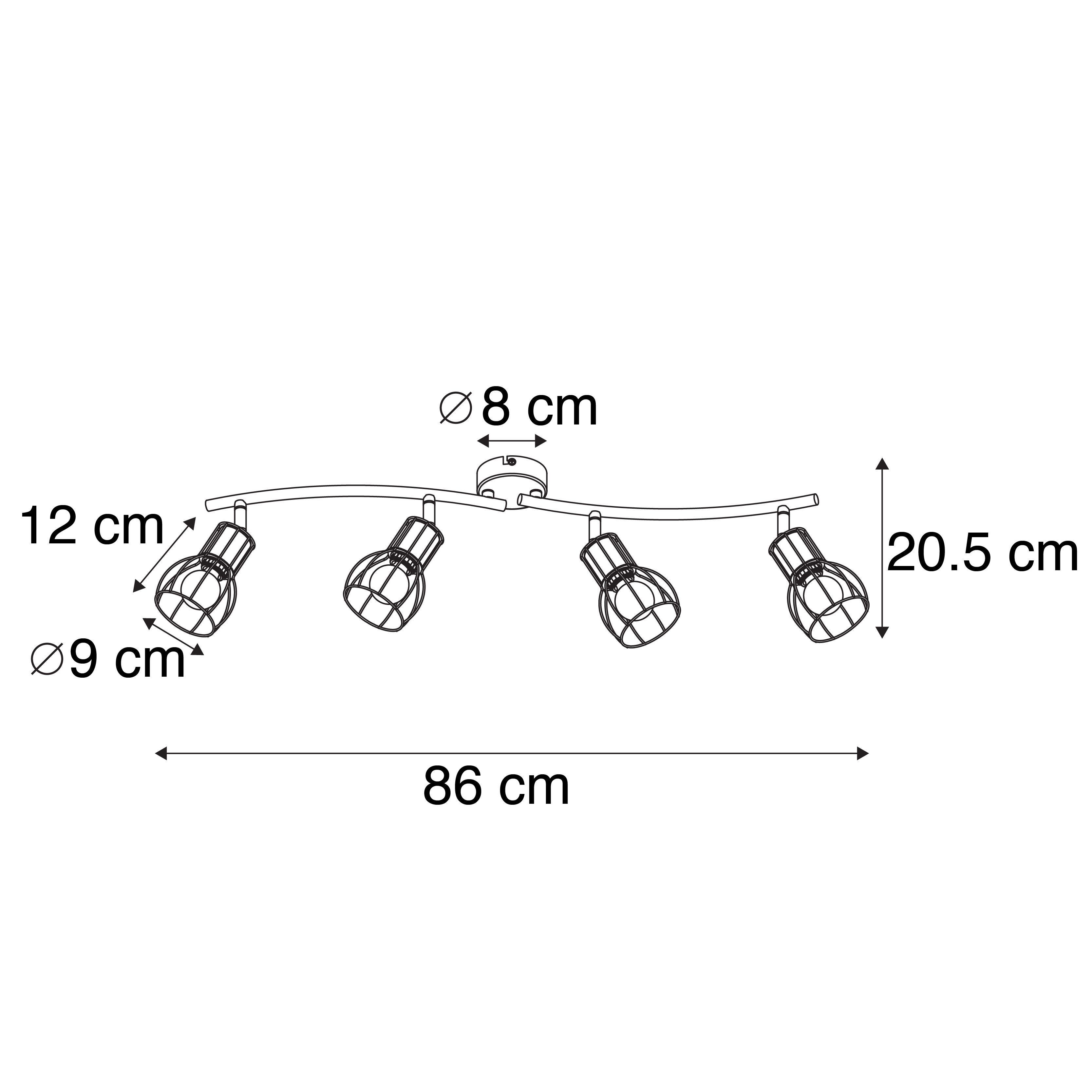Moderne plafondspot zwart 86 cm 4-lichts - Botu
