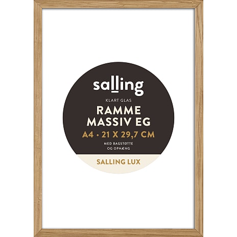 Ramme i massiv eg m. glas - 21x29,7 cm