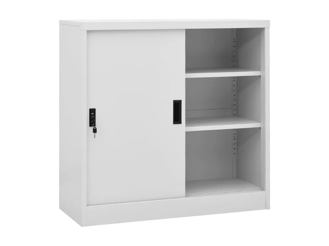 Armoire de bureau porte coulissante Gris clair 90x40x90 Acier