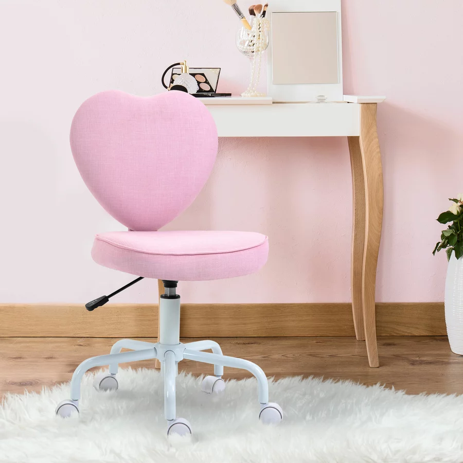 HOMCOM Schreibtischstuhl in Herzform rosa
