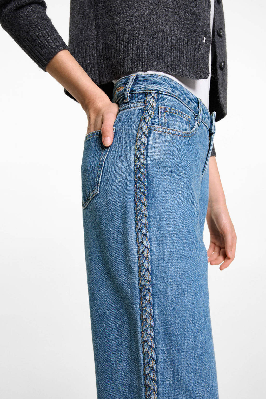 MANGO TEEN straight regular waist medium blue denim