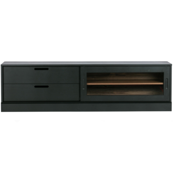 WOOOD TV meubel James zwart notenprint grenenhout 50x180 cm