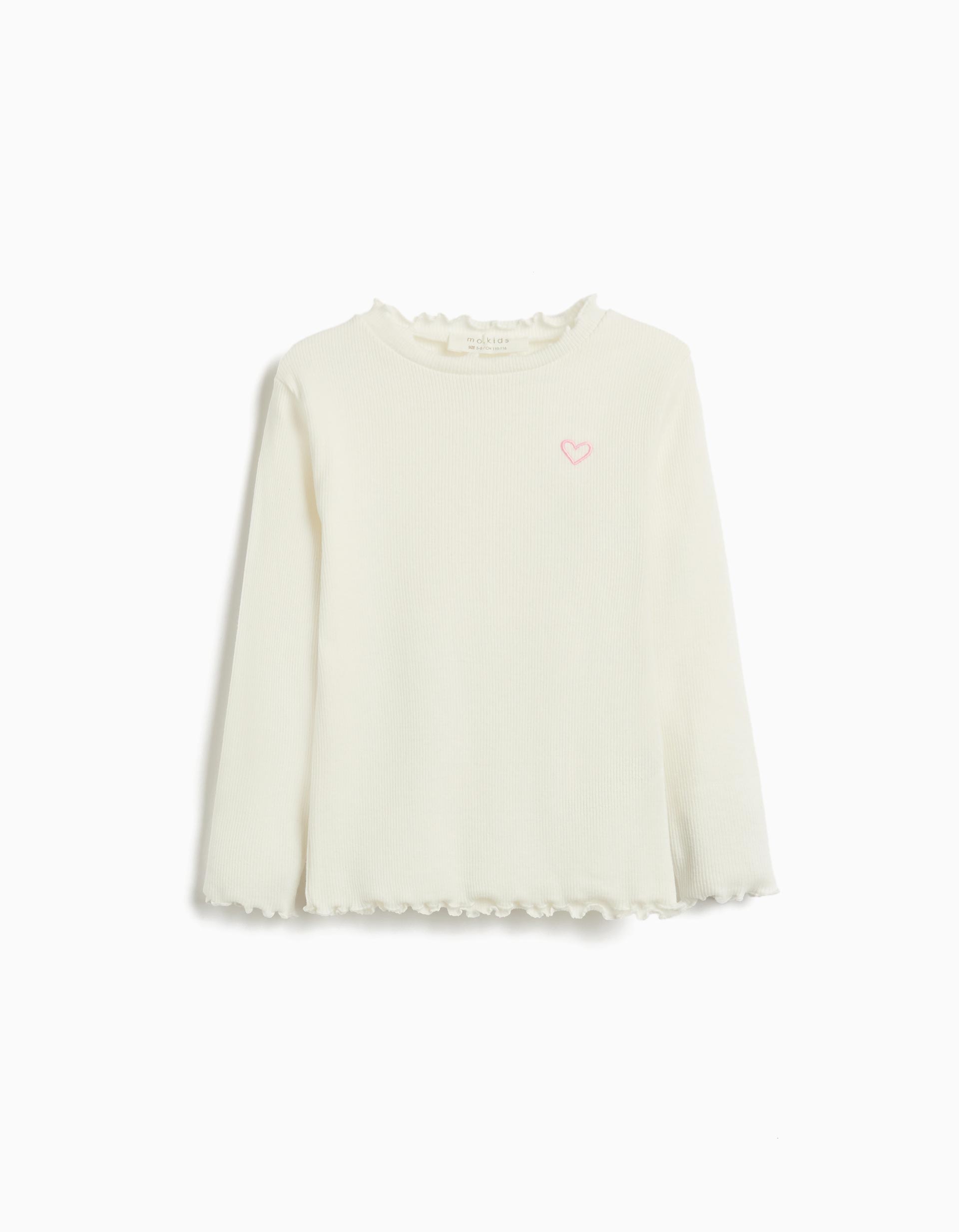 T-shirt de Manga Comprida, Menina, Branco