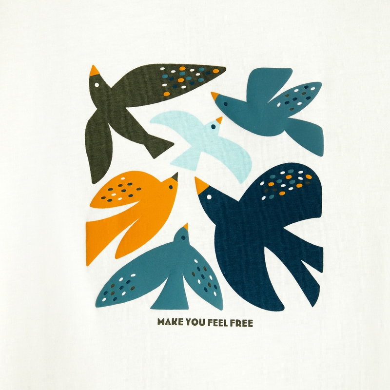 T-shirt imprimé Oiseaux blanc fille