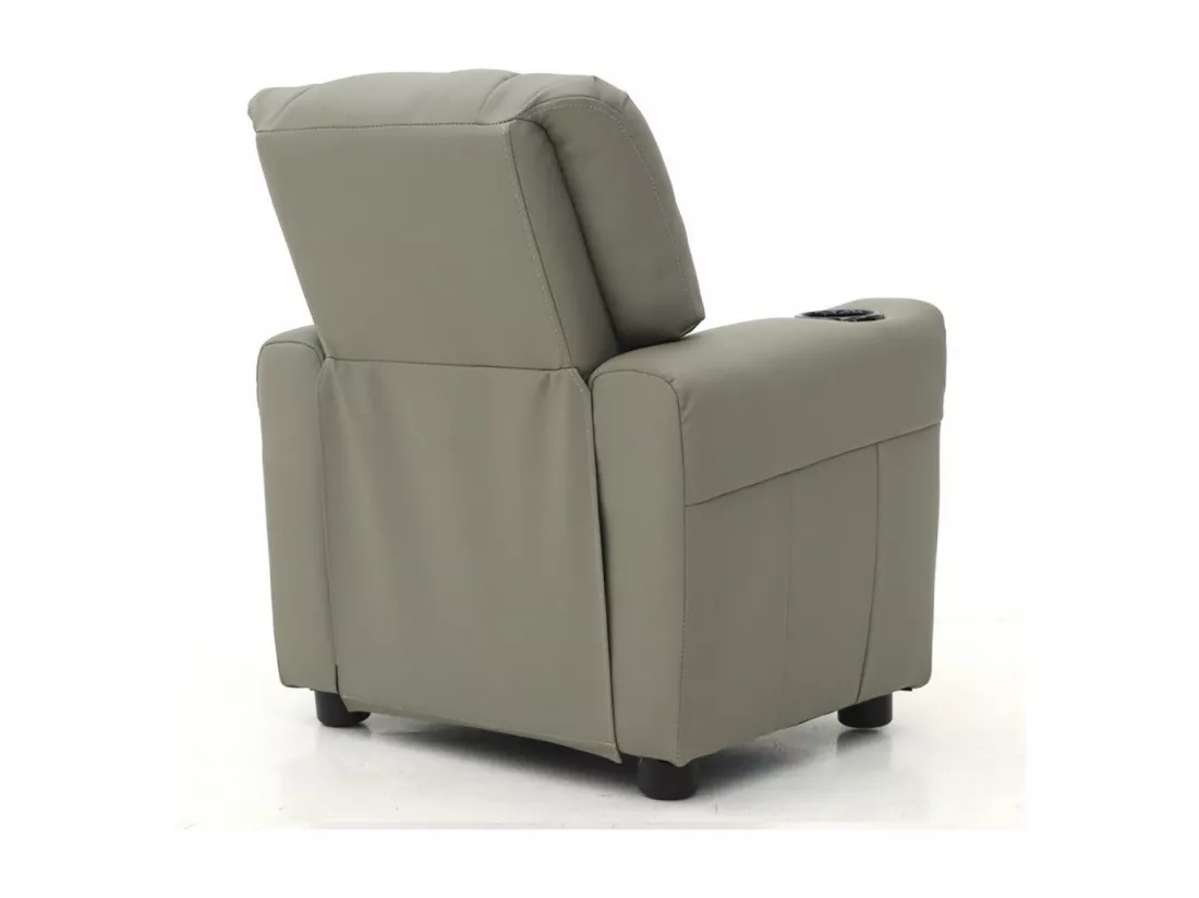 Mini fauteuil relax ITCHI relevable manuellement matière PU couleur gris.