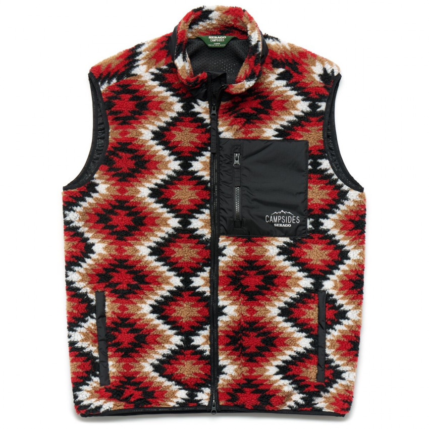 PARSONSWAY VEST RED BLACK WHITE-Gilet chaud à motifs unisexe
