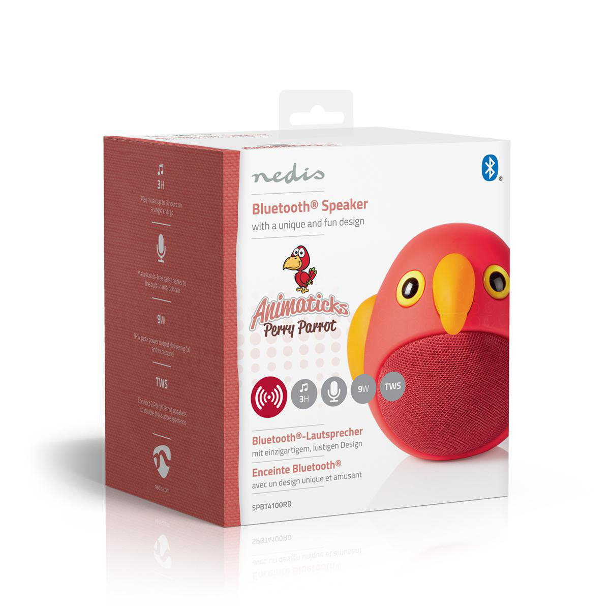 Animaticks Portabler Bluetooth 5.0 Lautsprecher Wireless Speaker (SPBT4100RD) - Perry Parrot