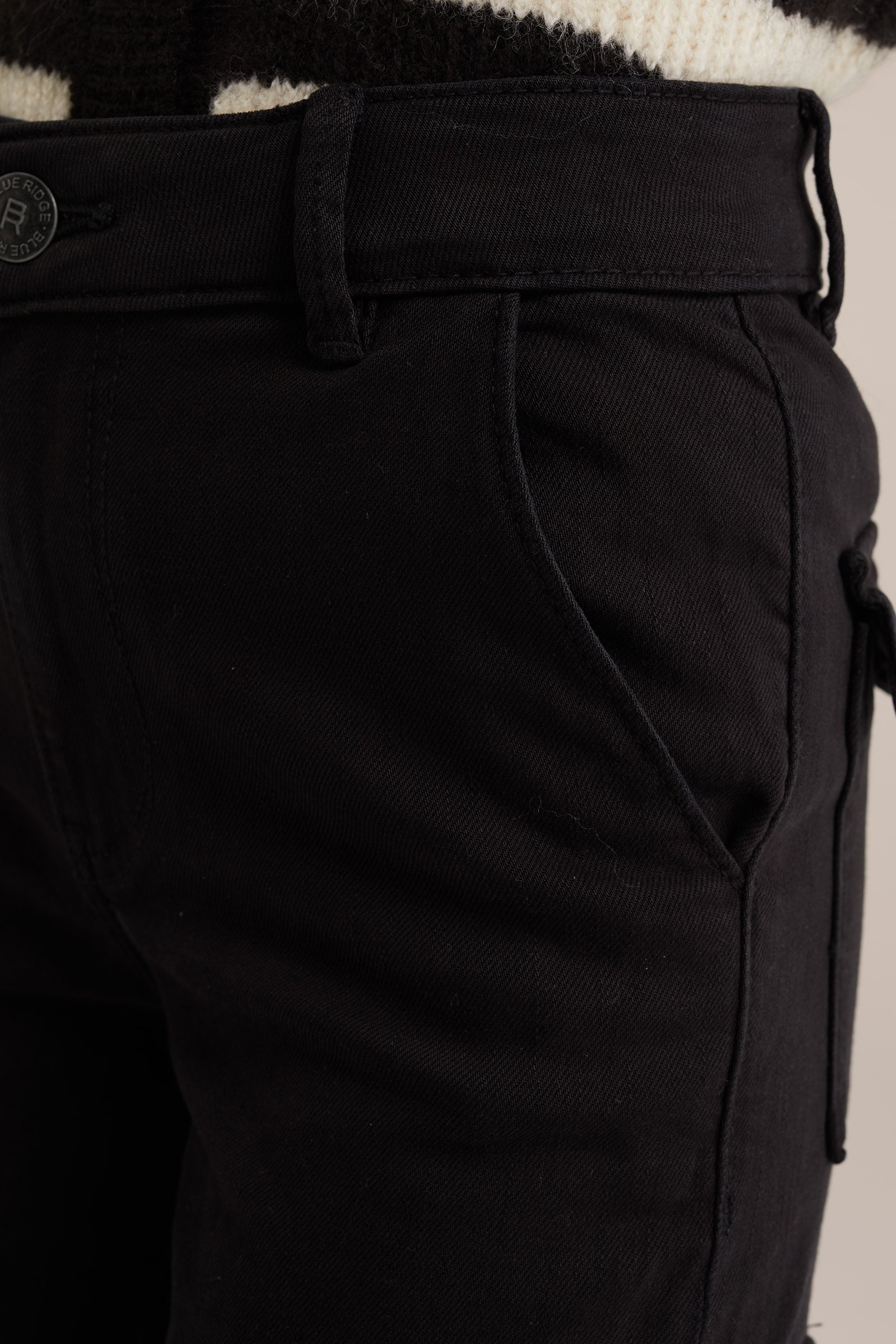 Meisjes wide leg cargobroek met stretch Blue Ridge Zwart
