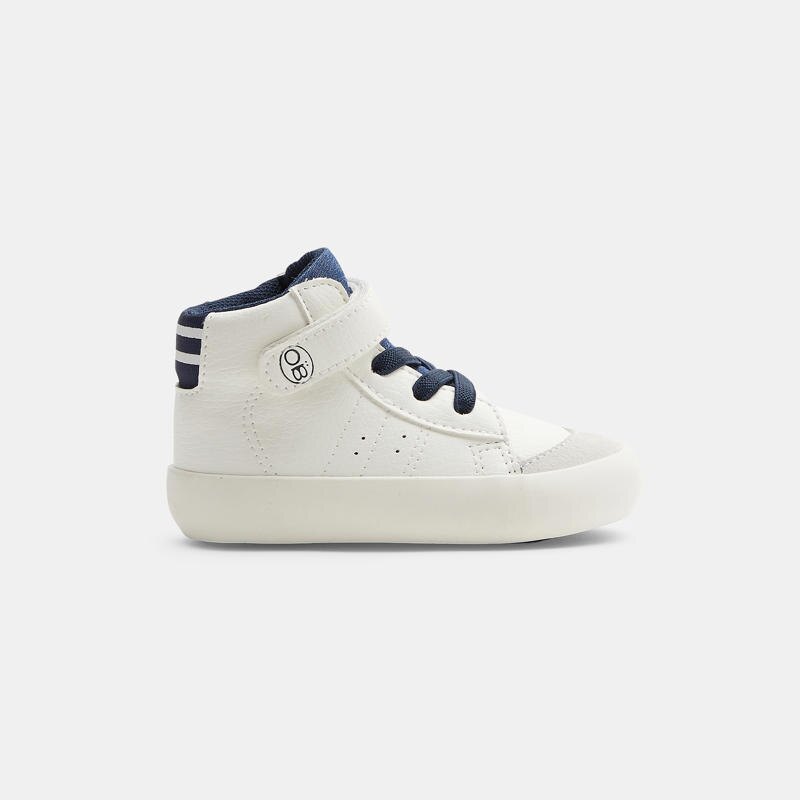 Baskets multi-matières lacets élastique blanches bébé garçon Blanc