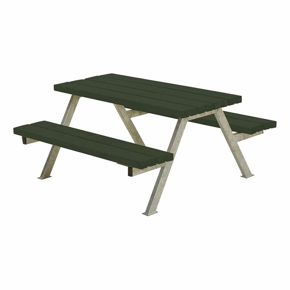 BENKESETT PLUS BORD/BENKER ALPHA JUNIOR 118X118X57/32,5CM MØRKEGRØNN