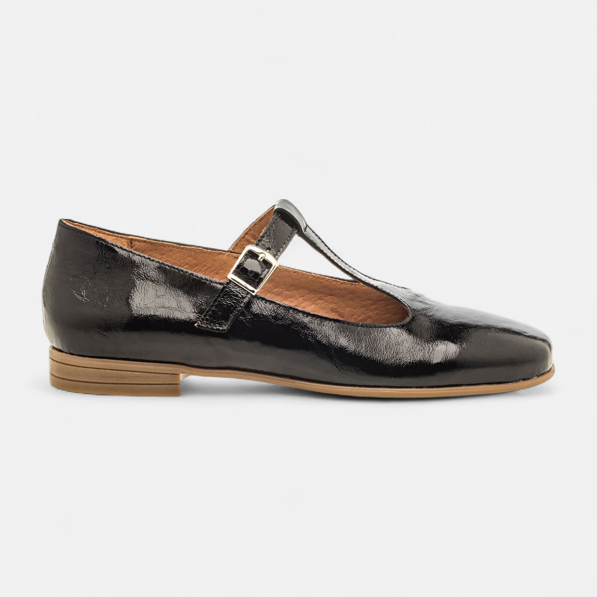 Ballerines Femme en cuir noir vernis