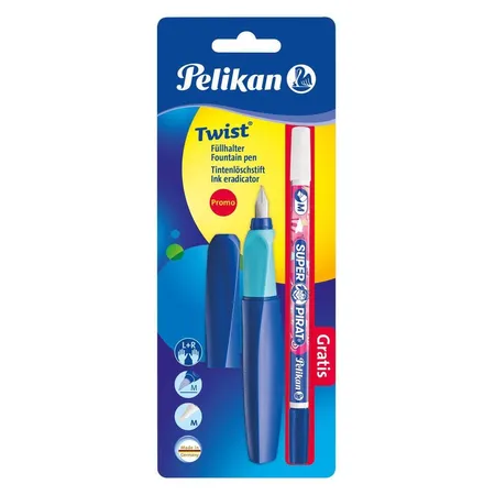 Pelikan Twist® Füllhalter, farbig sortiert, inkl. Tintenlöscher Super Pirat, Blister