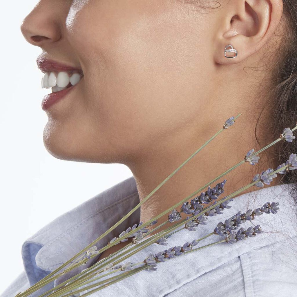 Boucles D'oreilles Puces Or Blanc Juliane Diamants