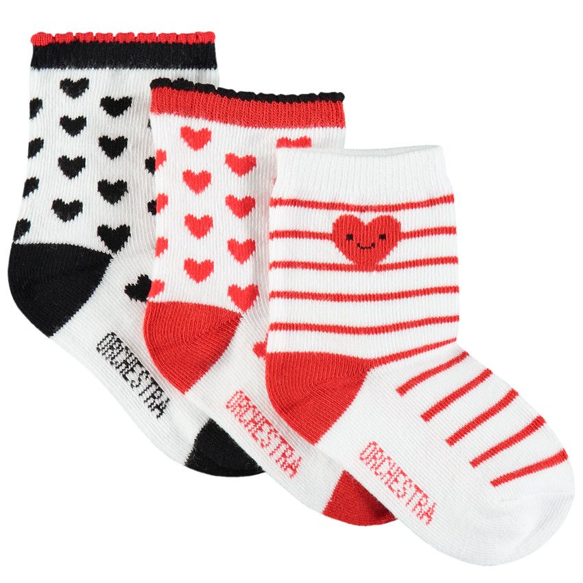 Lot de 3 paires de chaussettes à coeurs en jacquard - Blanc