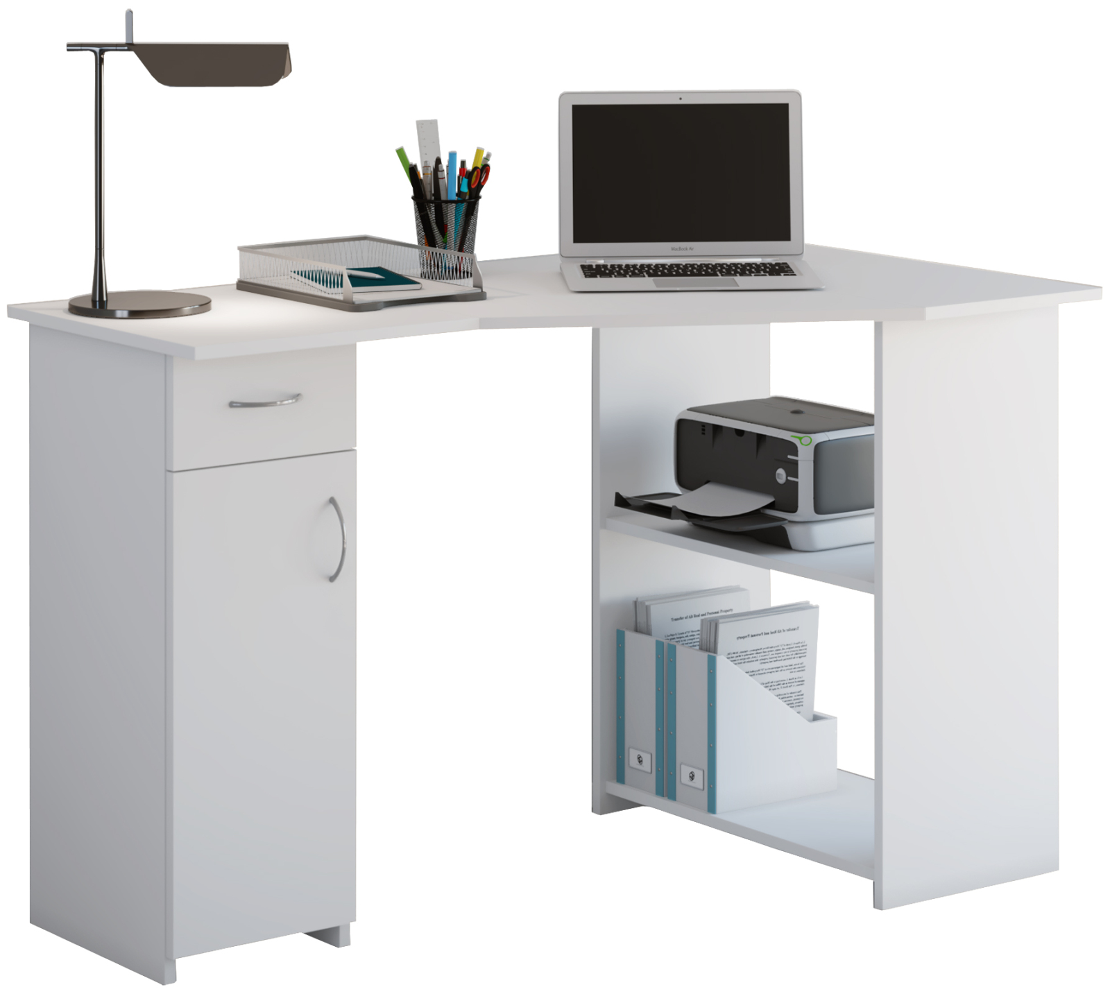Eck-Schreibtisch LINZIA - weiß - 118 cm