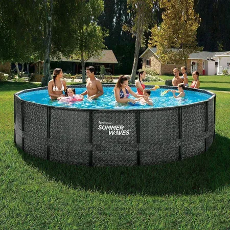 Summer Waves Frame Elite Pool Dark Herringbone 488 x 122 cm