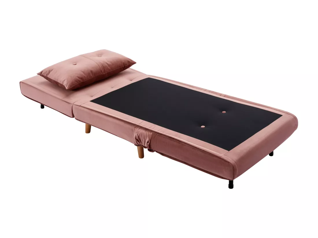 Fauteuil convertible en velours rose poudré URIBIA