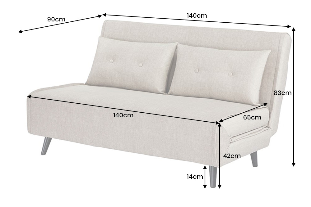 Schlafsessel SMART MULTIFUNCTION 140cm champagner Vogue Velours Samt Bettfunktion
