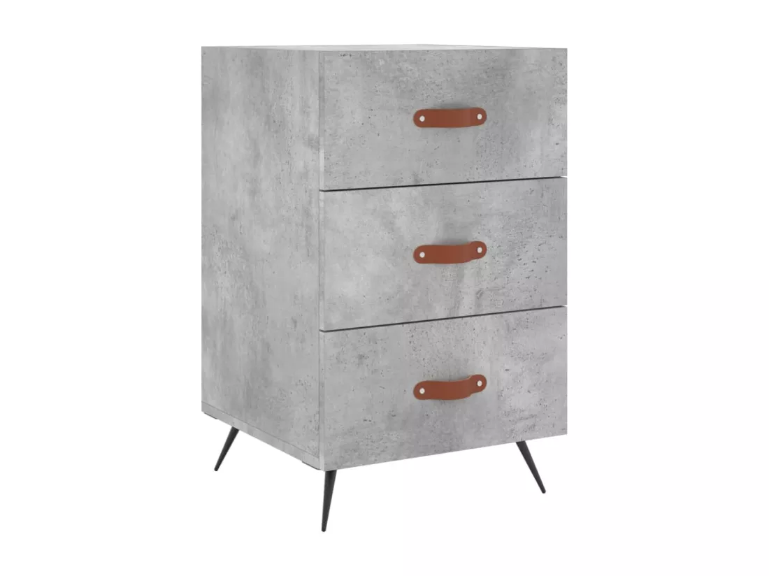 Table de chevet gris béton 40x40x66 cm bois d'ingénierie