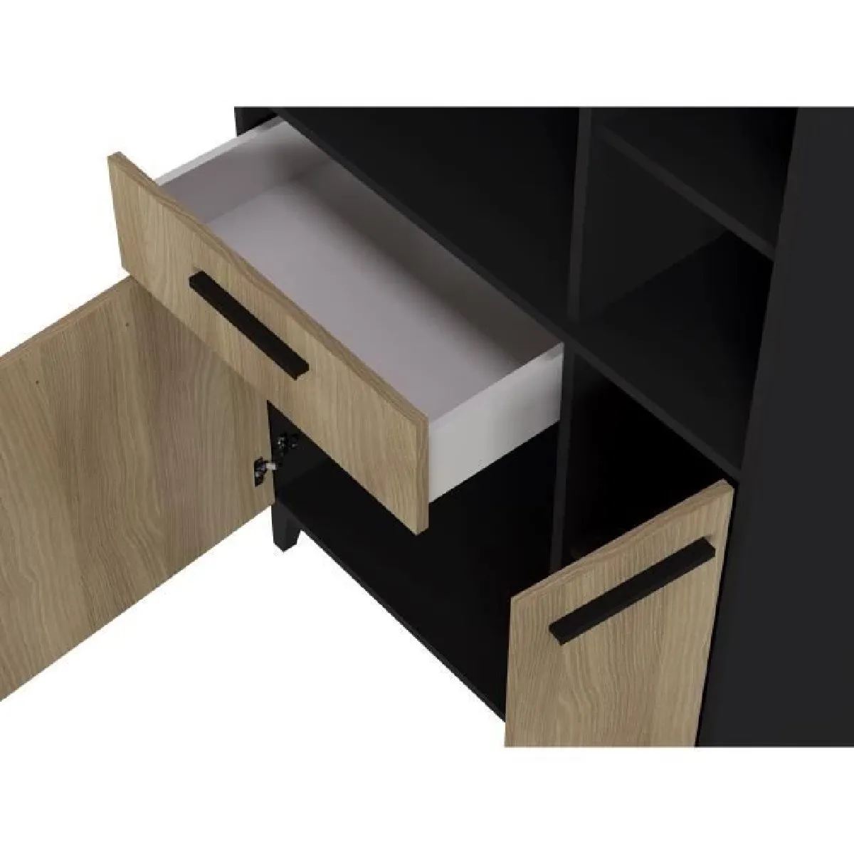 Tbs Buffet haut de cuisine - Chêne et noir