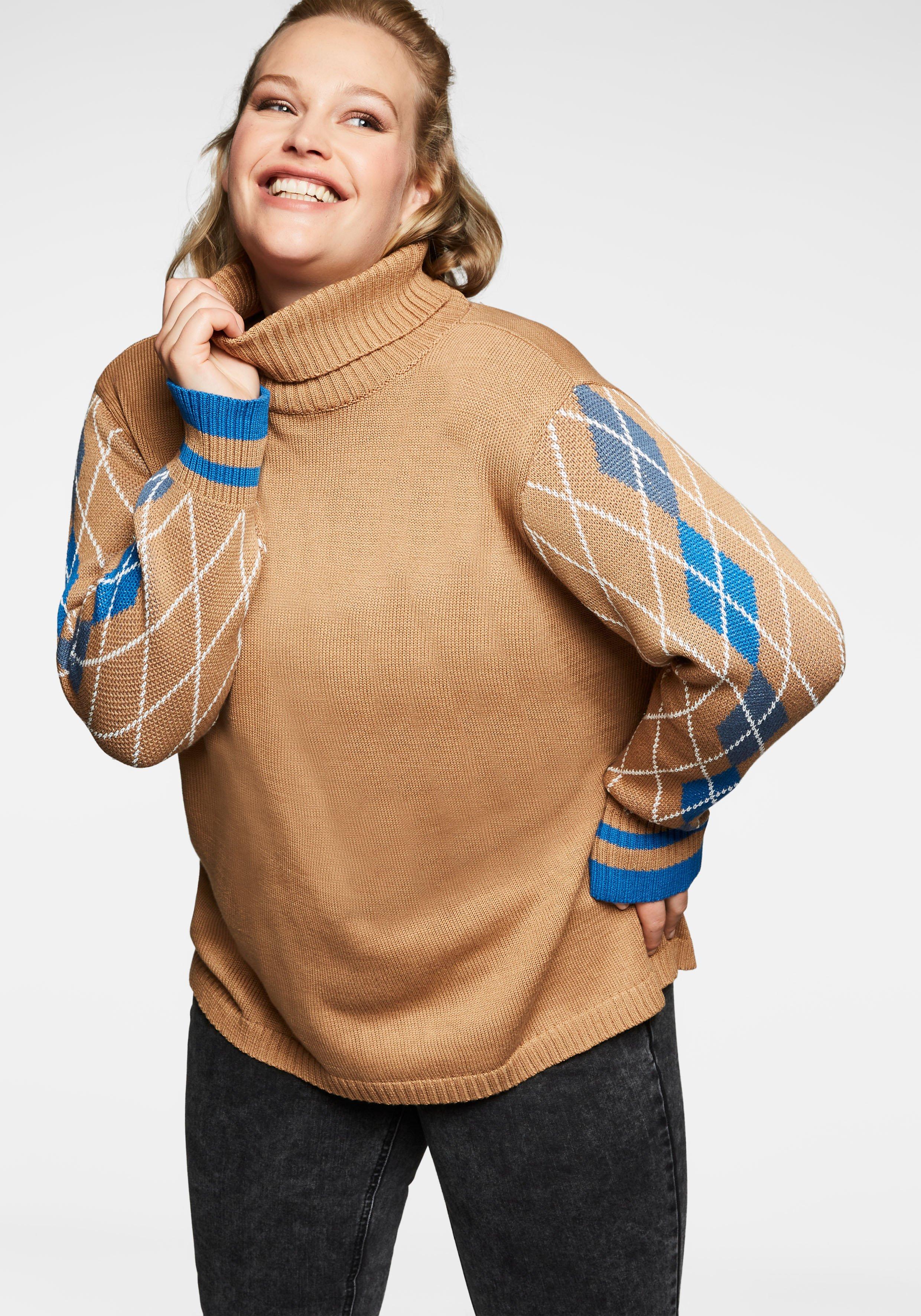 Pullover mit Rollkragen und Rautenmuster