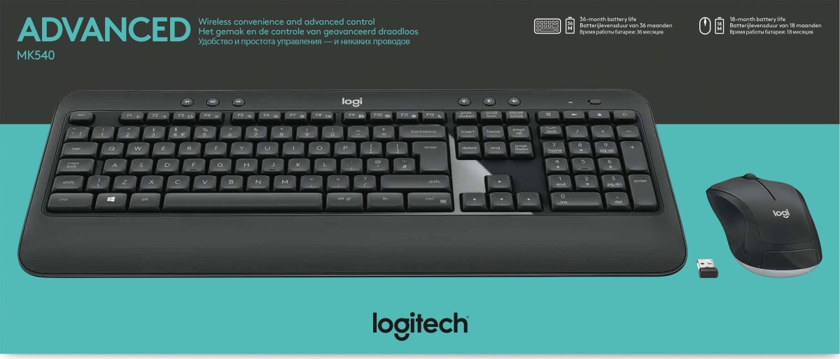 Logitech Mk540 Advanceret Trådløs Tastatur Og Mus Sæt - Nordic