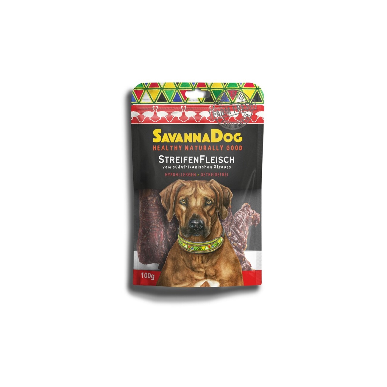 SavannaDog Streifenfleisch vom südafrikanischen Strauß 100g