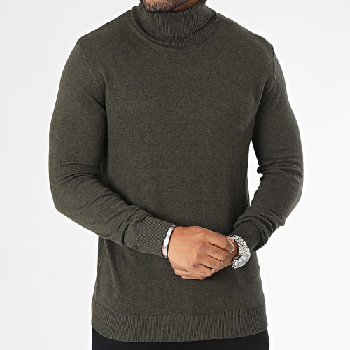 Pull Col Roulé Emil Vert Kaki Chiné