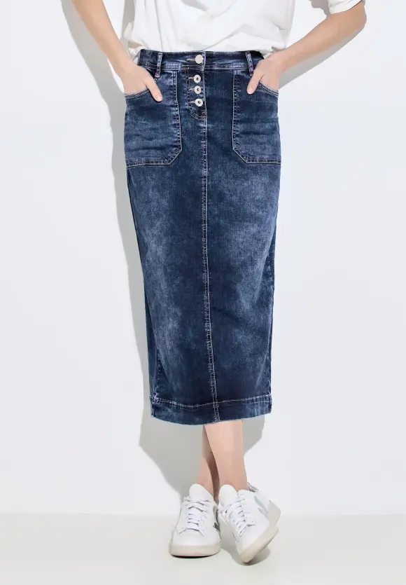 Maxi Jeansrock - mid blue wash