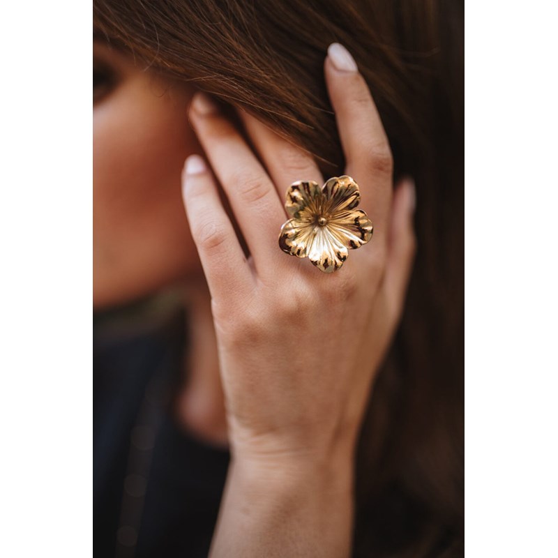 maxi bague fleur plaqué argent - GAÏA