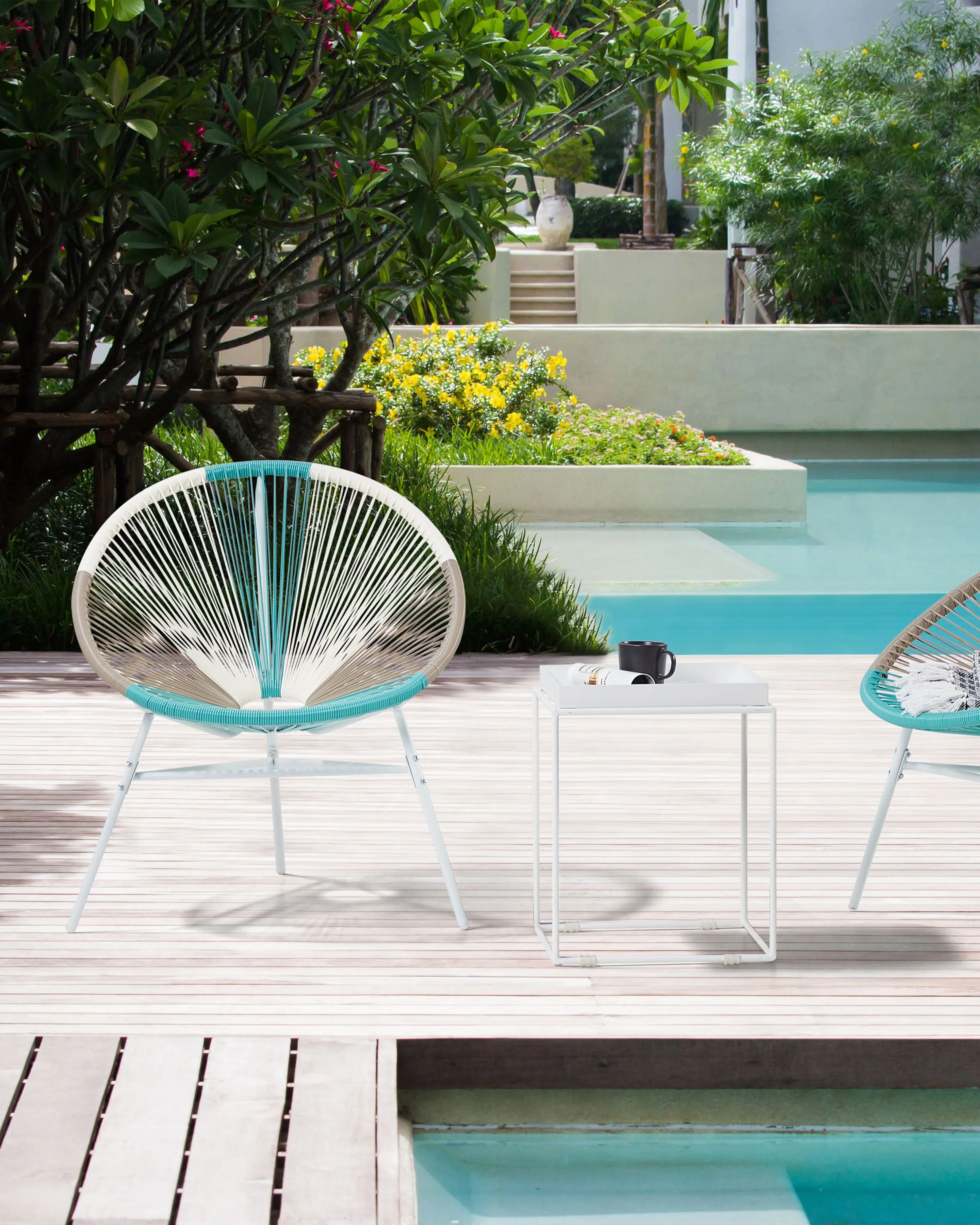 Set van 2 tuinstoelen ACAPULCO PE rotan Wit