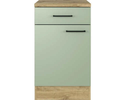 Flex Well onderkast met lade en draaideur Cara BxDxH 50 x 60 x 85 cm groen mat gedemonteerd scharnier omkeerbaar (links of rechts te monteren)
