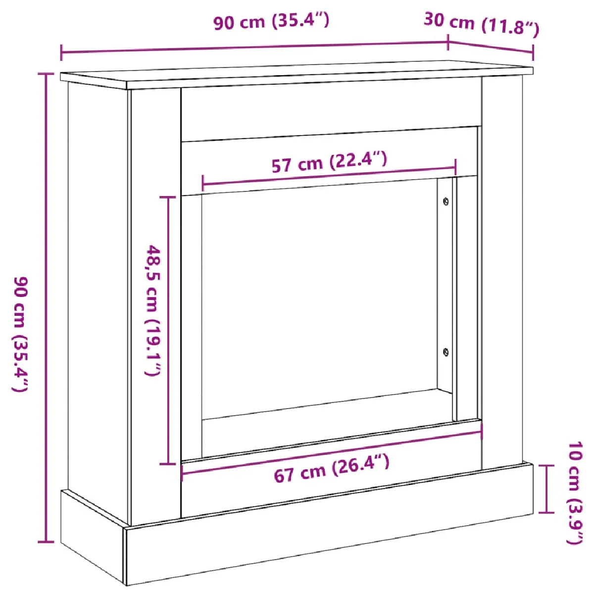 vidaXL Cadre de cheminée sonoma gris 90x30x90 cm bois d'ingénierie