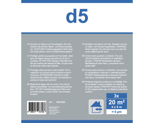 Afdekfolie D5 transparant 4 x 5 m set van 3