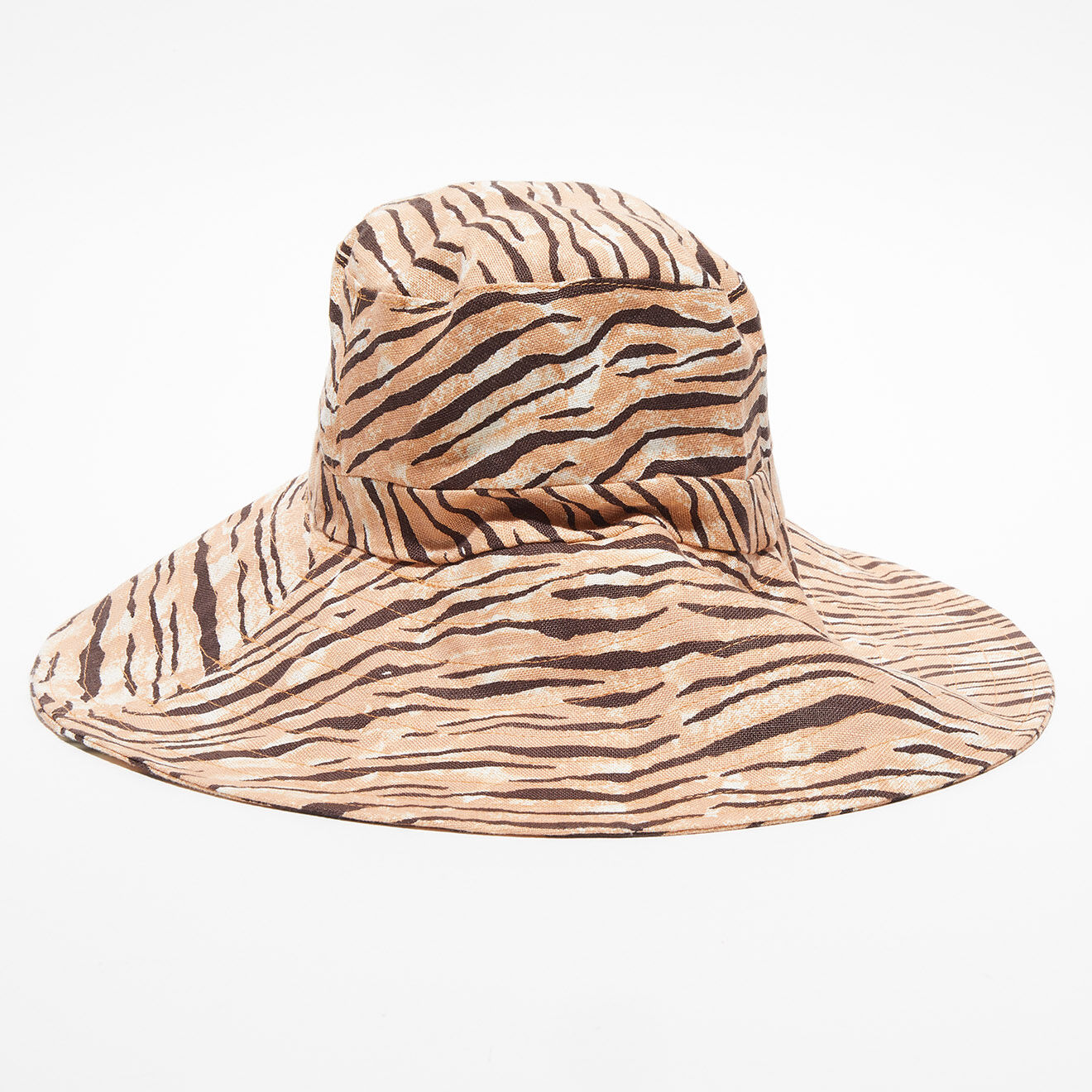 Faithfull the Brand Chapeau 100% Lin imprimé Animal beige/marron