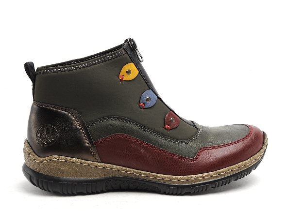 Rieker boots bottine plates femme n3277 multicolore